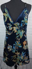 Luxe Velvet Burn Out Floral Navy Sundress, Sz. S Made in USA 