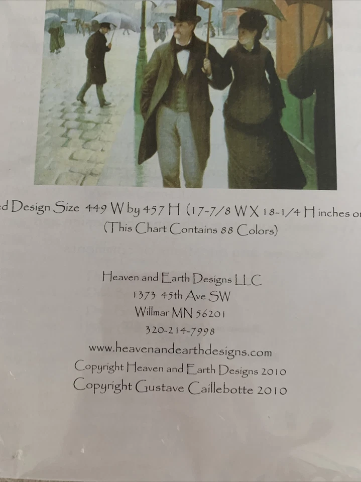 Heaven and Earth Designs Paris Street Cross Stitch Chart Caillebotte HAEGEC 101 - Image 4 of 4