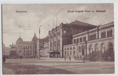 Hannover    Ernst August Platz Bahnhof 1918  Feldpost 