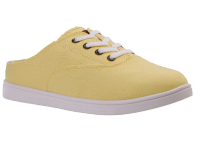 Women's 8.5W Spenco Waco Shoe Co Santa Rosa Canvas Pale Banana Slide Sneakers