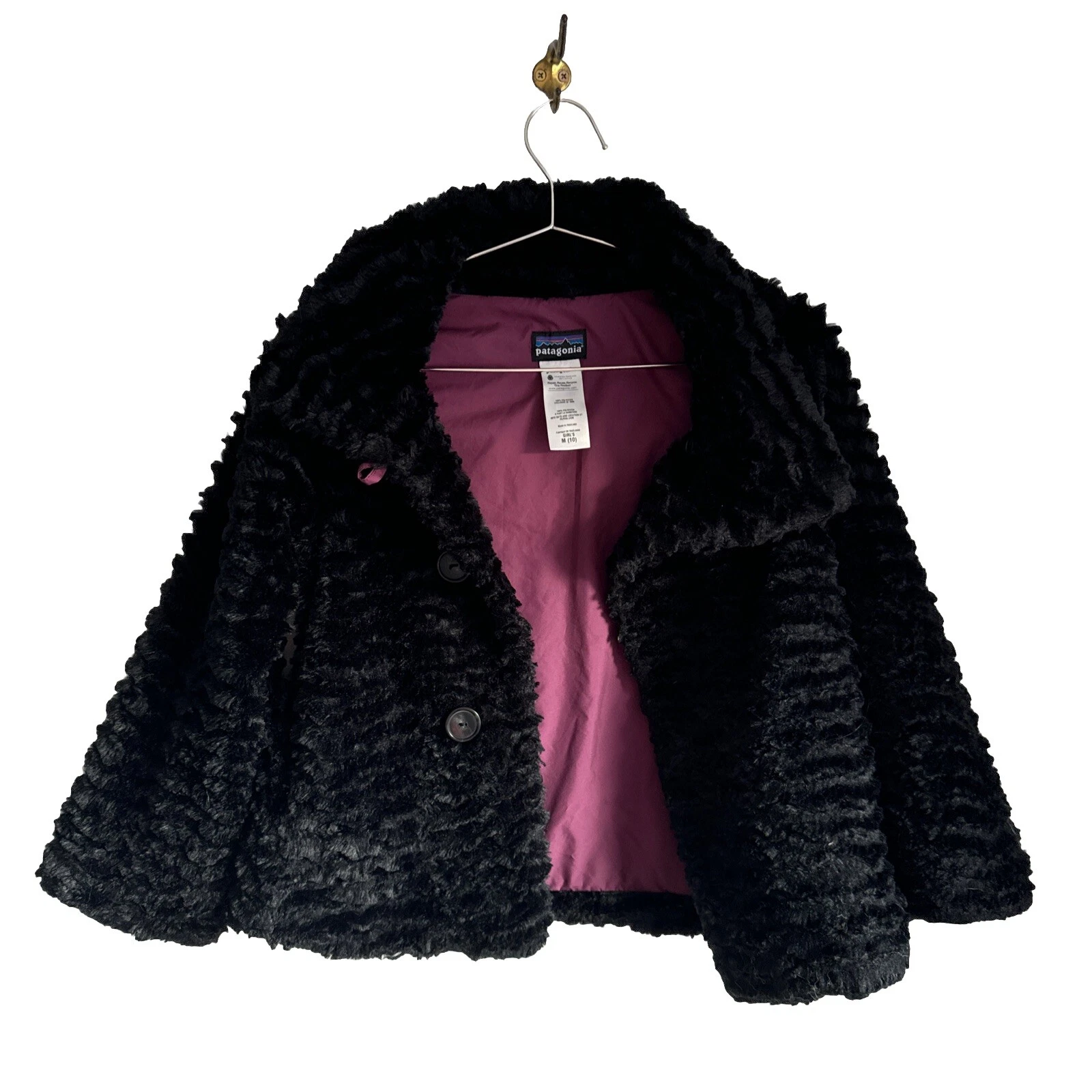 Girl’s Patagonia Fashion Coat Jacket Medium (10) Purple Lined Button Mock Neck