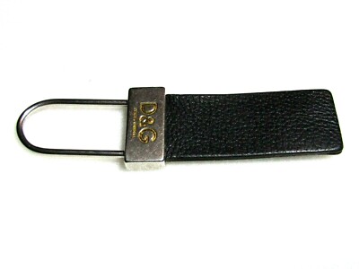 DOLCE & GABBANA Keyring key chain strict style genuine leather Black D&G Branded