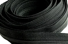 YKK Zippers by  5 Yards, #45 CF P14 Coil Zippers Chain With 7 Pulls - Black