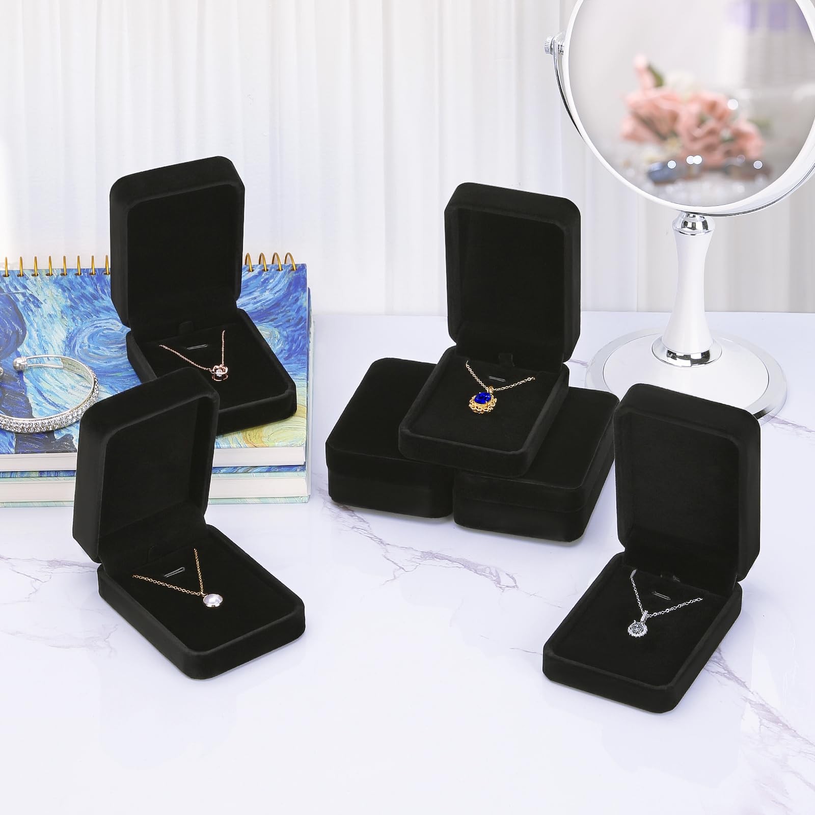 6 Pieces Velvet Jewelry Gift Boxes for Necklace Pendant Pendant Box STYLE-6PCS