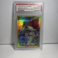 1996 FINEST PHENOMS GOLD REFRACTOR PEEL #141 CHIPPER JONES PSA 10 GEM W/Coating