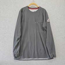 Bulwark FR iQ Series Crewneck T-shirt Gray Men's L Cat 2 Long Sleeve