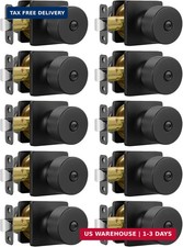Matte Black Door Knobs Interior 10 Pack, Keyless Privacy Door Knob with Lock for