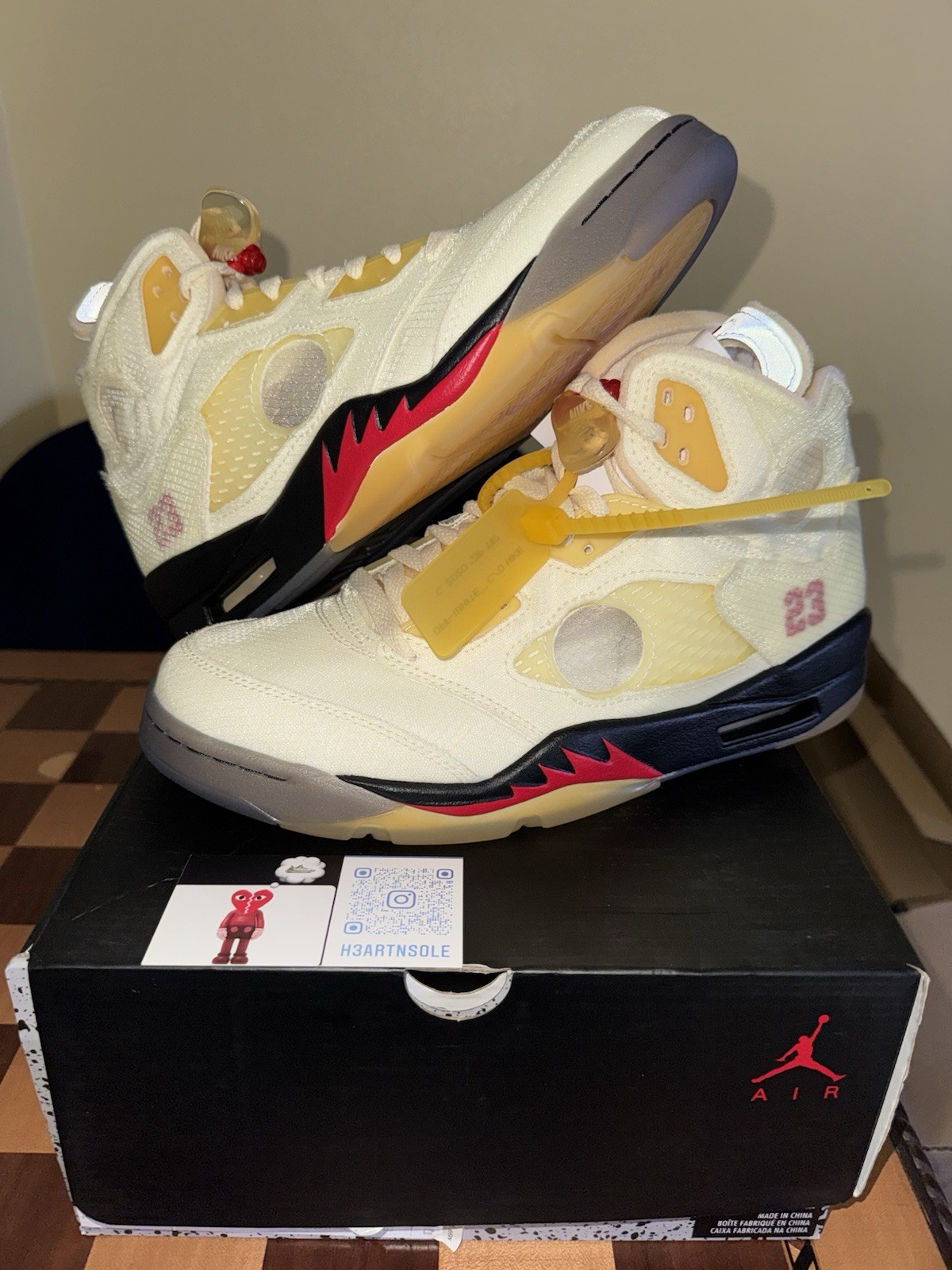 OFF WHITE X NIKE Nike Air Jordan 5 SP x Off White Sail Mussola DH8565 100 Virgil Uomo Taglia 9