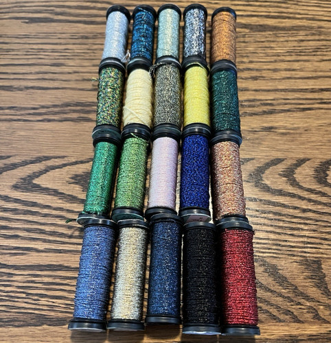 Lot 20 Kreinik  Metalic Multicolor Fine Thread Spools Needlework Cross Stitch