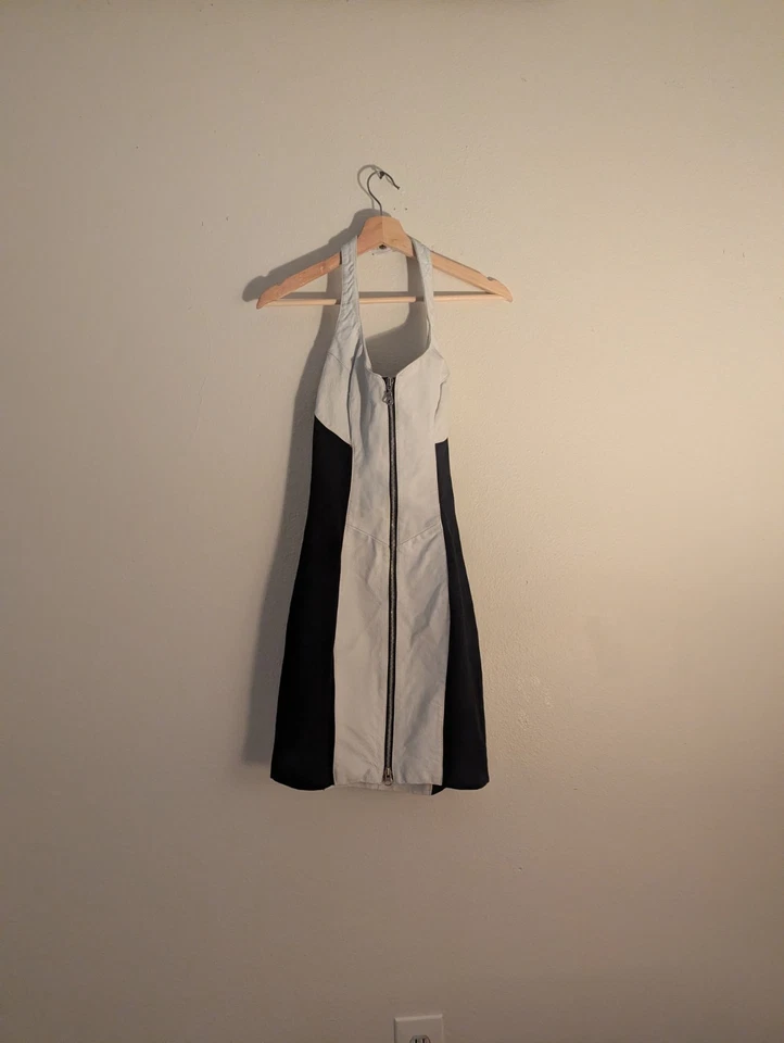 Vestido halter Wilson's vintage de cuero con paneles talla XS Foto 4 de 4