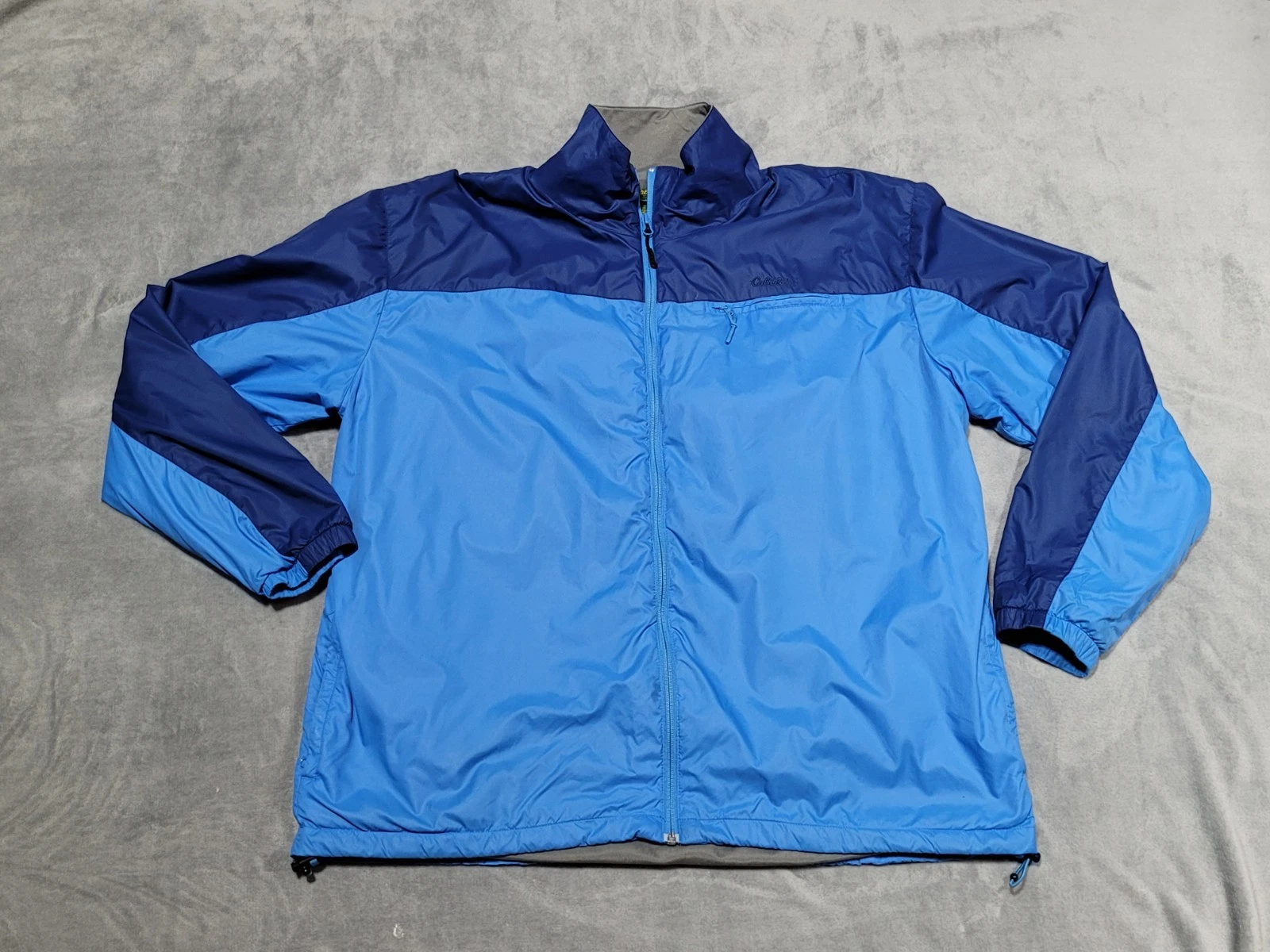 Cabelas Fill Zip Two Tone Blue Softshell Windbreaker Mens Jacket Size XLT
