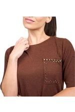 DG2 by Diane Gilman Women's Embellished Sweater Knit Top Cocoa