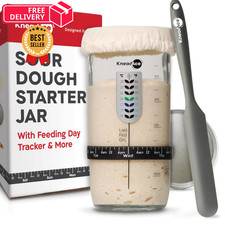 KNEADACE Sourdough Starter Jar With Date Marked Feeding Band, Medium, 1 Pack