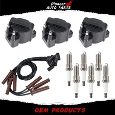DR39 3 Ignition Coil+6 Spark Plug+Wire Set for Buick Cadillac Oldsmobile Pontiac