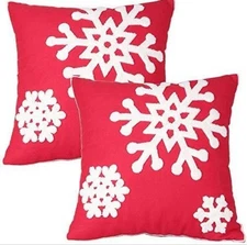 2 Pack Elife Christmas Snowflake Pillowcases Home Decorative Canvas Cotton 18x18