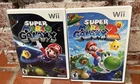 Nintendo Wii - Super Mario Galaxy 1 & 2 Bundle w/Manuals Lot