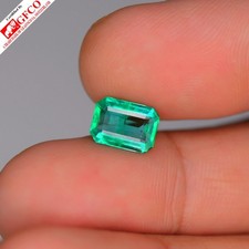  GFCO CERTIFIED 1.87ct Octagon Natural Green Emerald Zambia - Premium Gemstone