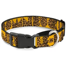 Plastic Martingale Collar BUCKLE-DOWN Shapes Gold/Leopard Brown Medium 11-17"