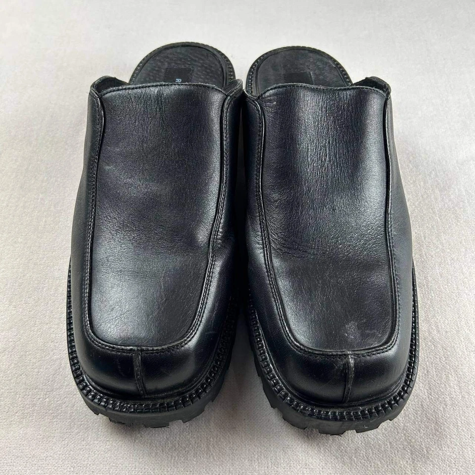 Kenneth Cole Reaction 黑色皮革穆勒鞋厚底鞋 7 码 — 第 2/4 张图片