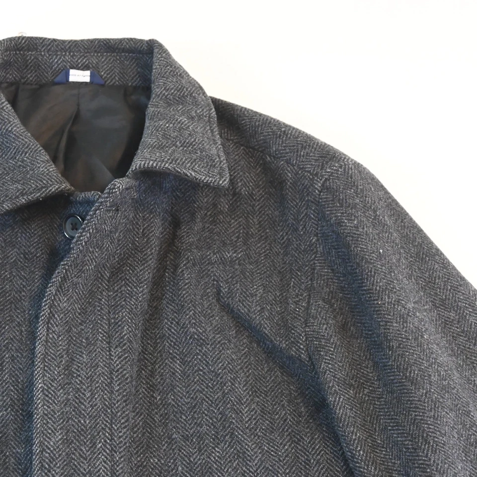 Gap XL Gray Herringbone 100% Wool Tweed Mens Button Front Trench Overcoat - Image 2 of 4