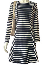 Michael Kors Black White Stripe Dress Long Sleeve Size 8 | Chic Modern