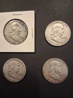 Franklin Half Dollar Lot 1951 1952 1954 1962 Circulated Silver 50C