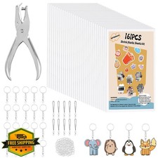 CRTWDMAN 161 Pcs Shrink Paper Keychain Kit Plastic Sheets DIY Crafts