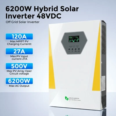 Hybrid Solar Off Grid 6200W 48V Parallel Inverter MPPT Controller Pure Sine Wave - Image 1 of 4