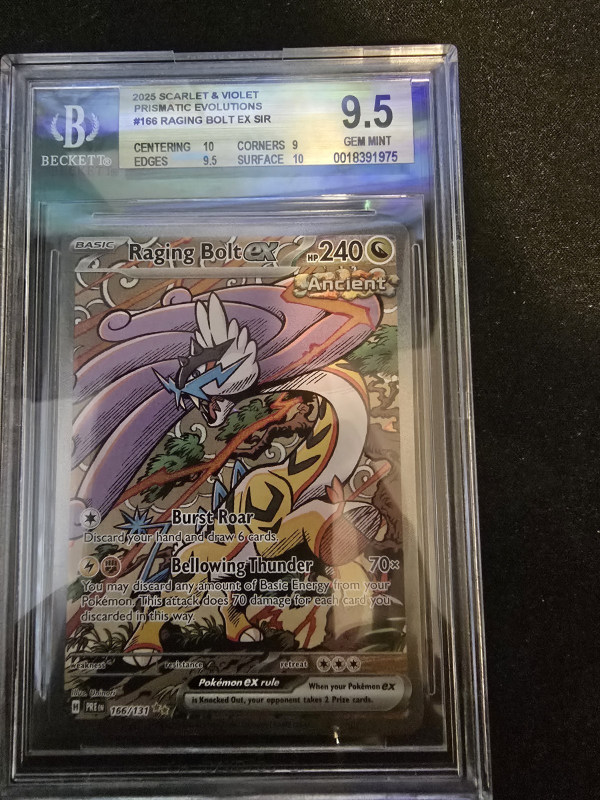 Pokémon TCG Prismatic Evolutions Raging Bolt EX Sir 166/131 BGS 9.5