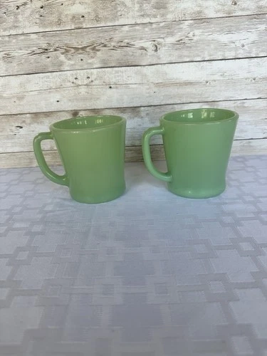 Vintage Fire-King Jadeite Restaurant Ware D-Handle Mugs Set of 2 – Anchor