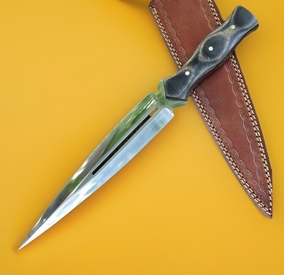 Hand Forged Steel Hunting Dagger Fixed Blade Double Edge Blade Outdoor Survival