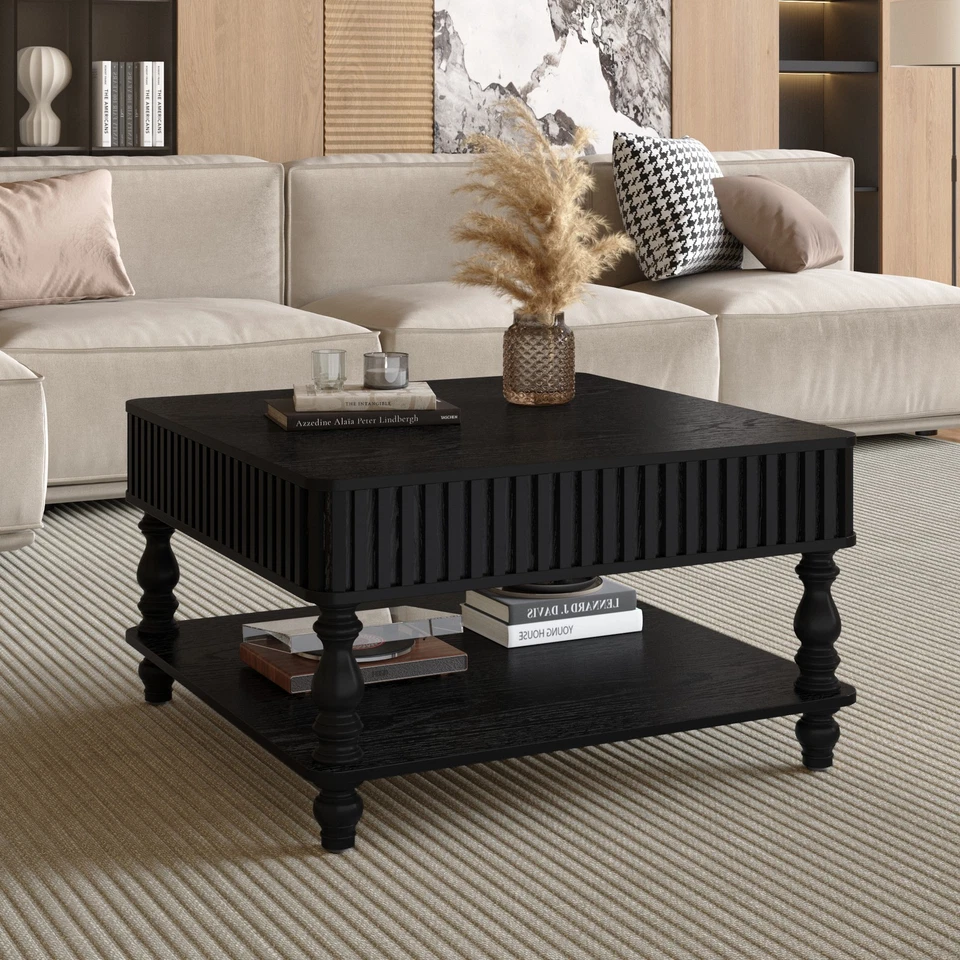 Modern Square Hydraulic Lift-Top Coffee Table w/Hidden Storage for Living Room - Image 2 of 4