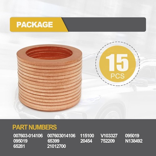 15 Pcs Copper Oil Drain Plug Gaskets for Mercedes - 14mm OEM Replacement - Picture 5 of 7