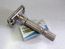 Rasoio di sicurezza vintage Gillette Fat Boy regolabile 195 DE G-2 1961