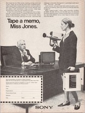 Sony Vintage Print Ad Tape a Memo Miss Jones Video Recorder 1971