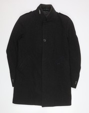 Mens UK Size M Zara Man Black Overcoat