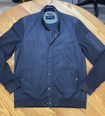 Ted Baker Men's Black Bomber Jacket Full Zip Snap Closure Button Zipper Accents