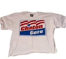 Vintage Clinton Gore Shirt CROPPED L Screen Stars Political Campaign 90s Tee