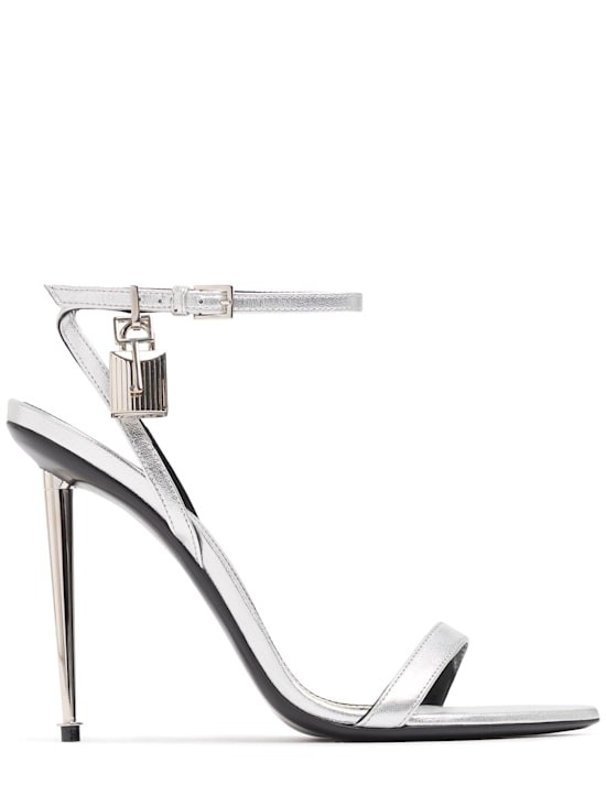 Tom Ford - Women - 105mm Padlock metallic leather sandals - Silver 233090₽