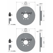2X TEXTAR BREMSSCHEIBEN HINTEN 278mm VOLL PASSEND FÜR JEEP CHEROKEE | 92326503