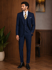 Men  s Navy Blue 3 Piece Suit   Premium Slim Fit Wedding  Business Formal Suit