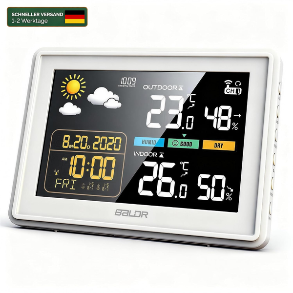 Wetterstation Funk Mit AußEnsensor Farbdisplay Temperatur Wettervorhersage-image
