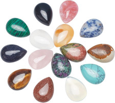 15 Styles 25X18Mm Gemstone Cabochons, Oval Stone Gem Flatback Gemstones Beads Qu