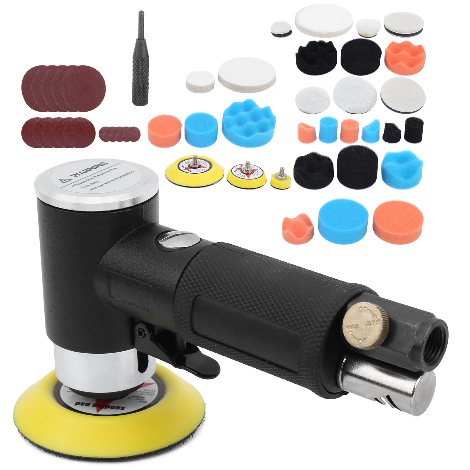 48Pcs Air Sander Black Eccentric Pneumatic Car Sanding Machine AT1500