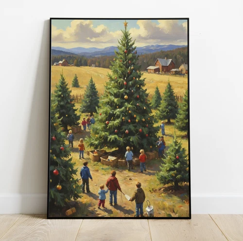 Artistic Oil Painting Christmas Winter for Home Design