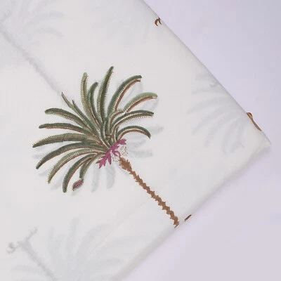 1 Yard Fabric Palm Tree Hand Block Print Cotton Fabric for Dress Sewing Craft - Image 1 of 4
