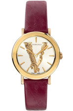 NEW WOMEN'S VERSACE Virtus Bordeaux Leather Strap VEHC00219