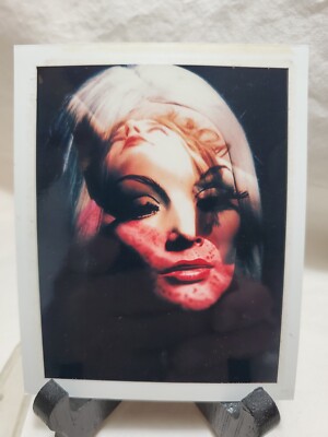 Woman ABSTRACT CLOSE UP  DOUBLE EXPOSURE vtg 1970's  photo Selfie  Polacolor. 3
