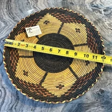 Handwoven Palm Leaf Basket Pakistan 12” Round Wall Decor Boho Tribal NEW