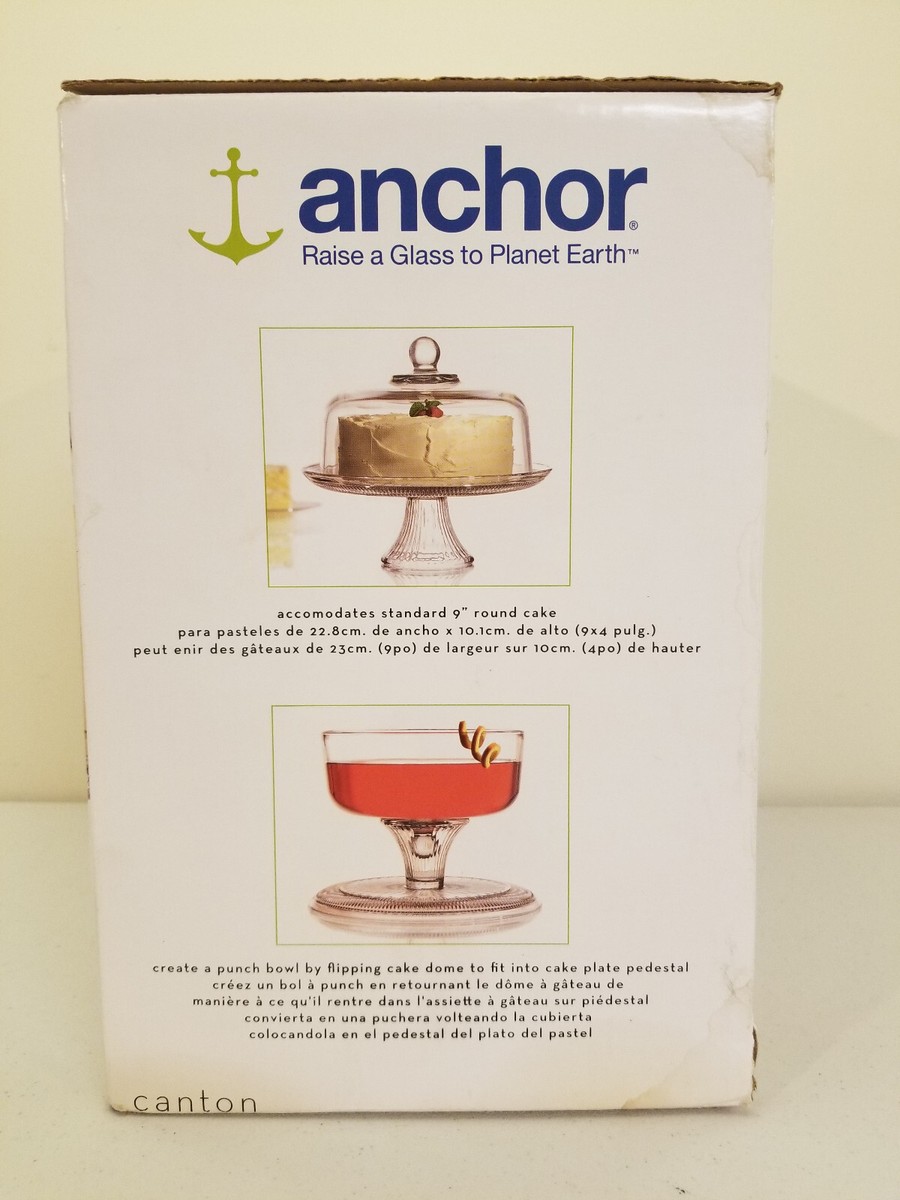 Anchor Hocking Canton Design Cake Dome OR Punch Bowl 2 Piece Set